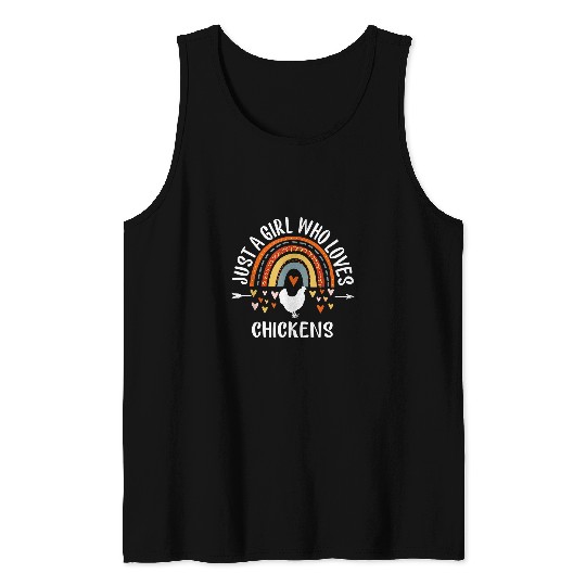 Chicken Pet Just A Girl Who Loves Chickens Rainbow Novelty Chicken Lover Tank Tops