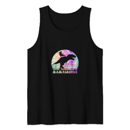 Dinosaur Pet Mamasaurus Tie Dye Sunset Funny Dinosaur Mother Tank Tops