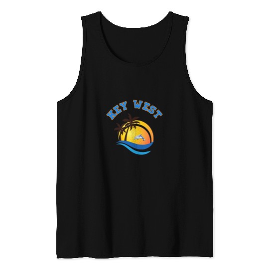 Dolphin Pet Gift Key West Florida Keys tropical sunset dolphin souvenir Tank Tops