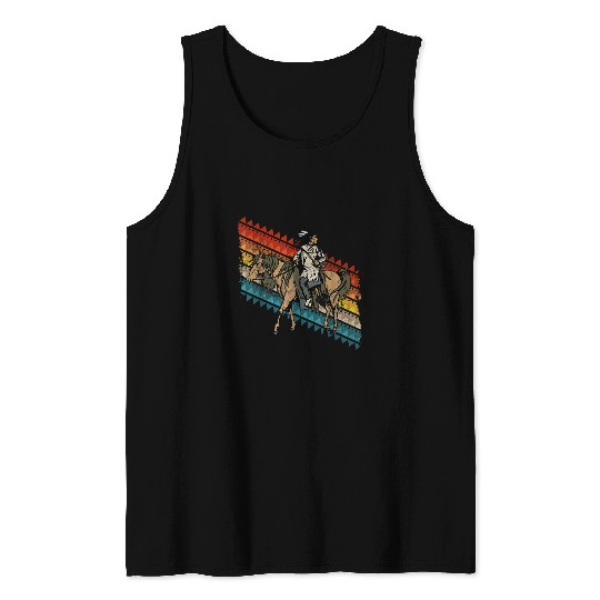 Horse Pet Native American Indian Warrior on Horse Tank Tops