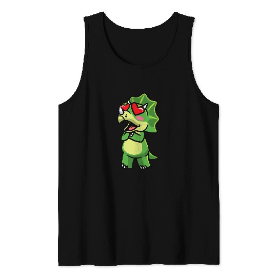 Dinosaur Pet Triceratops Kawaii Dinosaur In Love Tank Tops