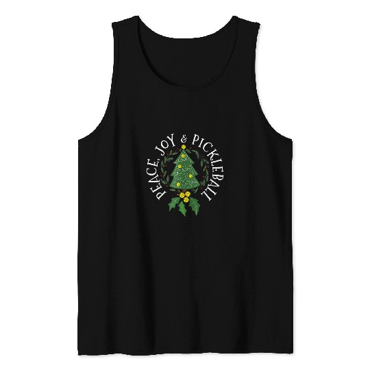 Sport Pickleball Peace And Joy Christmas Tree Pickleball Tank Tops
