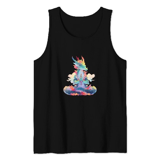 Dragon Pet Ying Yang Meditation Dragon Qi Gong Yoga Meditating Tank Tops
