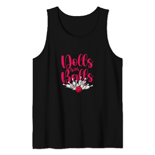 Sport Bowling Dolls With Balls Funny Women Girls Bowling Team 8 Tank Tops