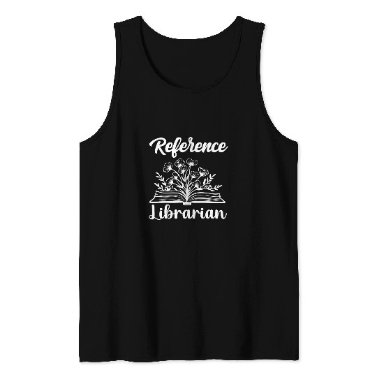 Book Fun Reference Librarian Cute Floral Book Reader Graphic Women Tank Tops