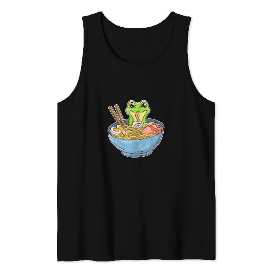 Frog Pet with ramen noodles Japan Food Tank Tops