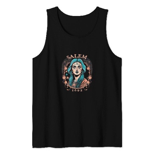 Salem 1692 Witch Witches Wizard Magician Tank Tops