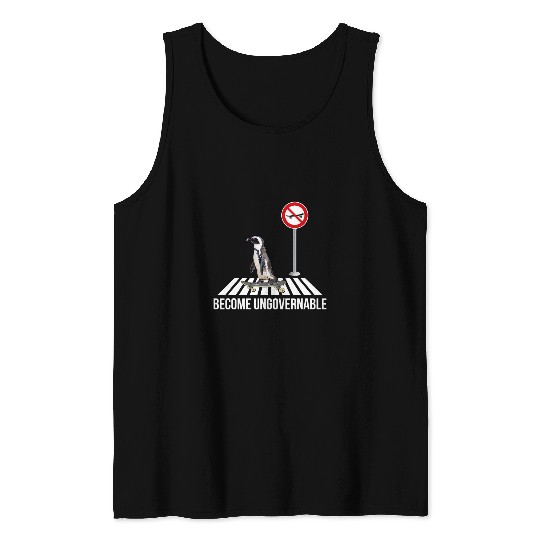 Penguin Pet Become Ungovernable Penguin Skateboarding Tank Tops