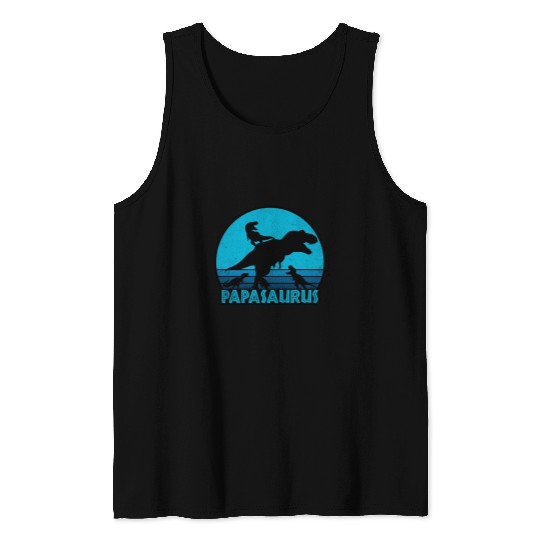 Dinosaur Pet Papasaurus 2TRex Dad of 3 Dinosaur Father vintages Retro Tank Tops