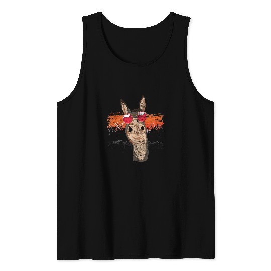 Donkey Pet Funny Farm Animal Cool Sunglasses Party Animal Tank Tops