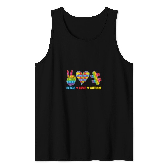 Autism Puzzle Peace Love Autism Autism Awareness Acceptance Women Kids 1 Tank Tops