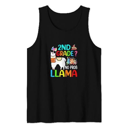 Llama Pet Cute Back To School No ProbLlama Students Second Grade Tank Tops
