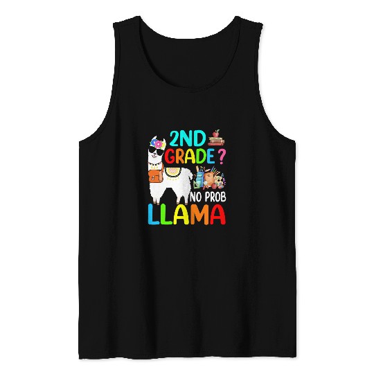 Llama Pet Cute Back To School No ProbLlama Students Second Grade Tank Tops