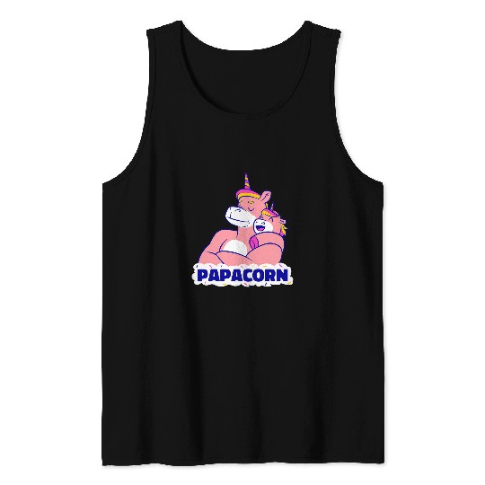 Unicorn Pet Mens PapaCorn Papa Unicorn Proud Dad Father Grandad Grandfather Tank Tops