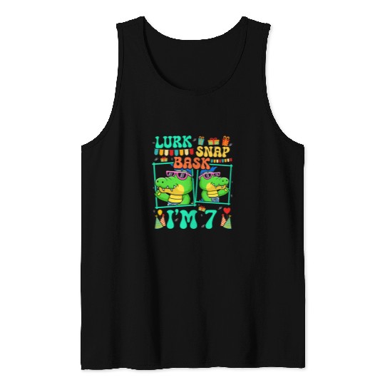 Alligator Pet Lurk Snap Bask Im 7 Crocodile Reptile Kid 7th Birthday Tank Tops