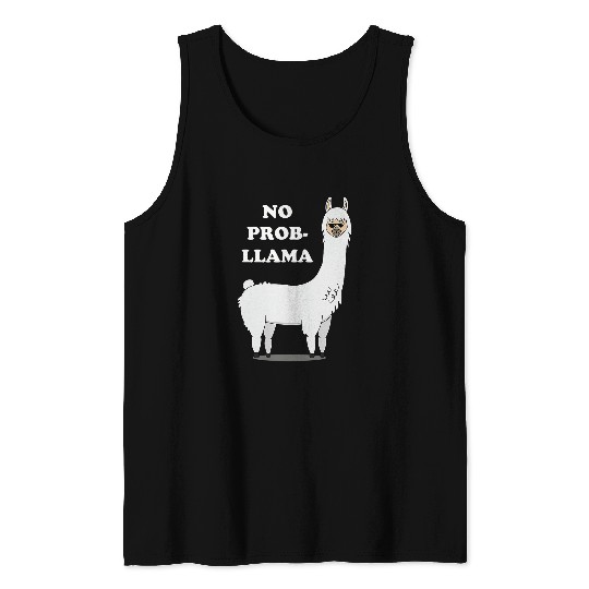 Llama Pet Cool Llama with Sunglasses Funny Alpaca No Prob Llama Pun Tank Tops