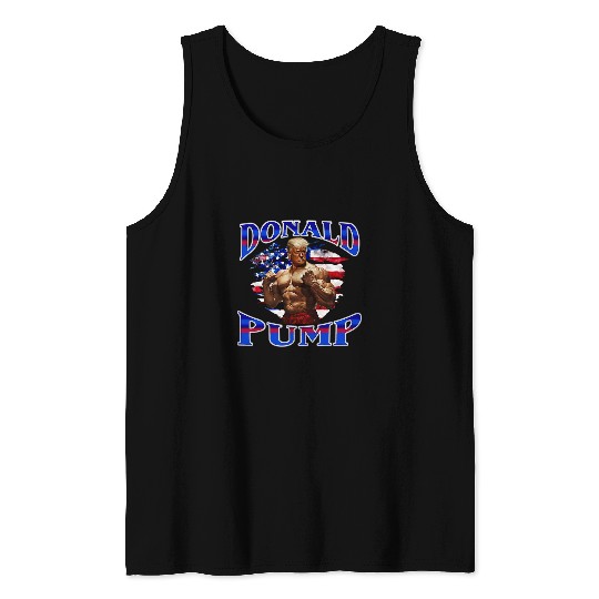Donald Pump Gym Graphic Funny Workout Fitness Weightlifting 21 Tank Tops