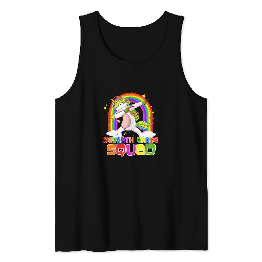 Unicorn Pet Seventh Grade Squad  Unicorn Rainbow Back To School Tank Tops