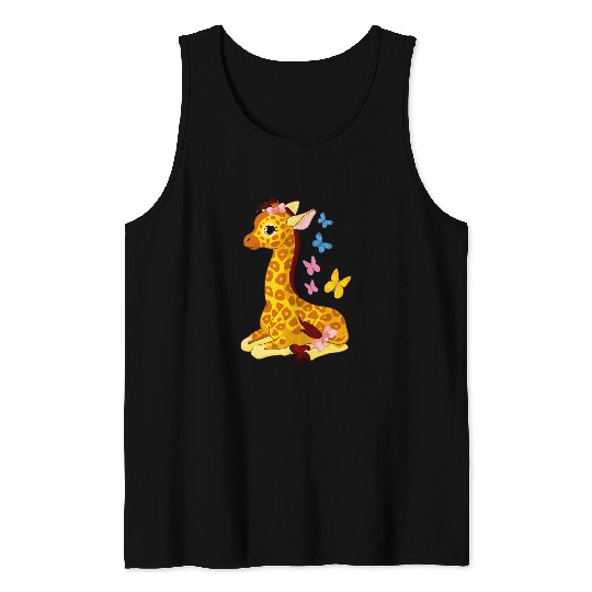 Giraffe Pet drawing forest ranger cool Giraffes Mom Tank Tops