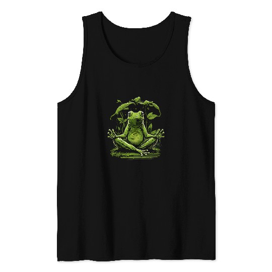 Frog Pet Yoga Frog Meditation Fogs Lotus Position 7 Tank Tops