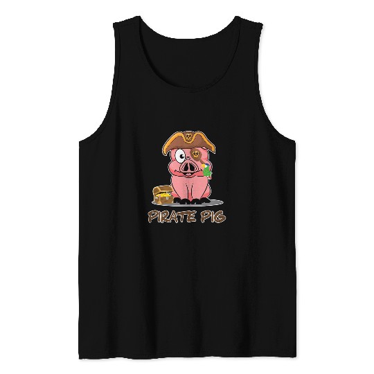 Pig Pet Pirate Pig with Eye Patch and Treasure Tank Tops