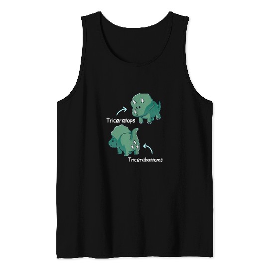 Dinosaur Pet Triceratops Tricerabottoms Funny Dinosaur Nerd Geek Dino Tank Tops