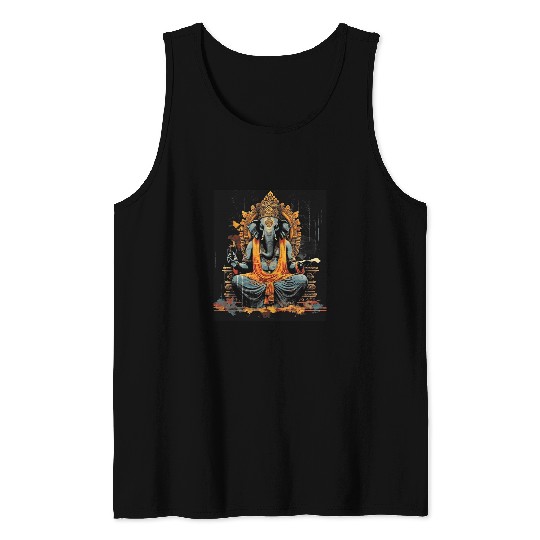 Elephant Mammal Hindu God Cool Yoga Hindu Elephant God Graphic 6 Tank Tops