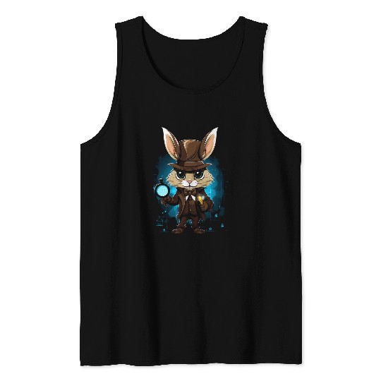 Easter Bunny Detective Easter Tank Tops