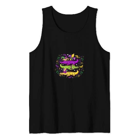 Alligator Pet Mardi Grad Alligators 3 Alligators Funny Mardi Gras Colorful Tank Tops