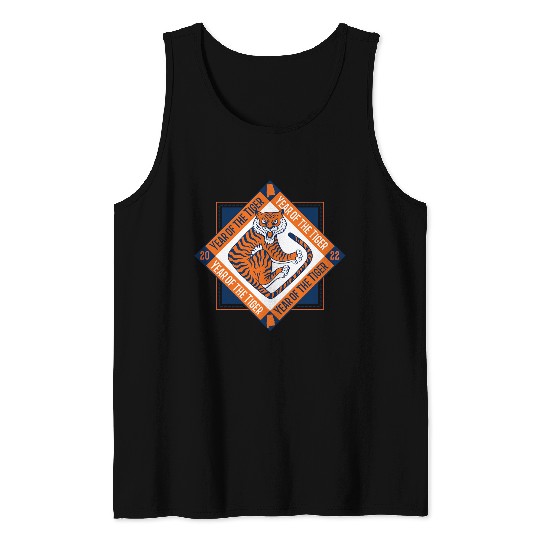Discover 2022 Year of the Tiger  Blue & Orange Tiger Football Tank Tops