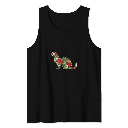 Ferret Pet Summer Tropical Floral Print Flower Hawaii Men Girl Tank Tops