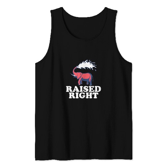 Elephant Mammal Raised Right Republican Elephant Retro Style Funny Tank Tops
