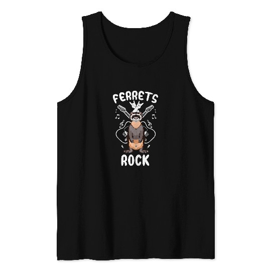 Ferret Pet rock funny ferret owner quote Tank Tops