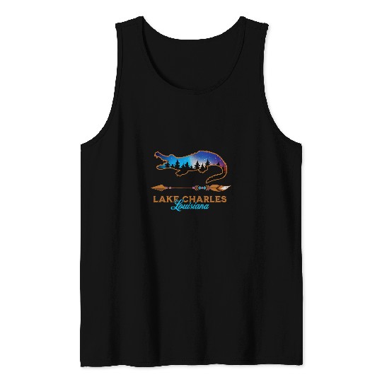 Alligator Pet Lake Charles Louisiana USA Bayou Cajun Alligator Souvenir Tank Tops