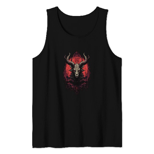 Goats Pet Baphomest Goats Head Satanic Witchcraft Occult Sigil Tank Tops