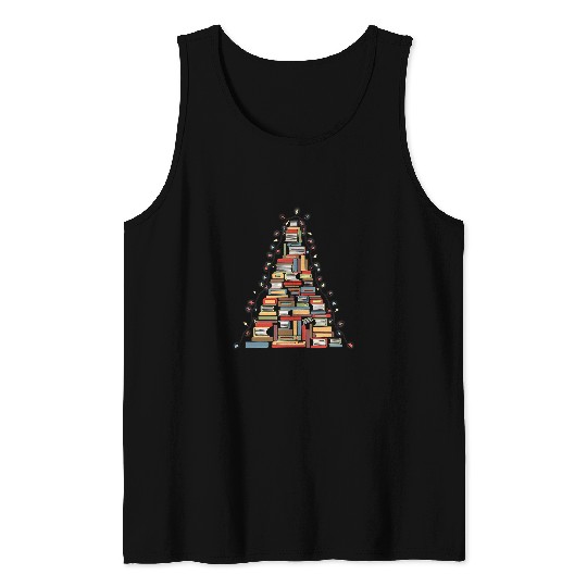 Book Fun Merry Christmas Library Tree Cute Book Lover Librarian Gifts 5 Tank Tops