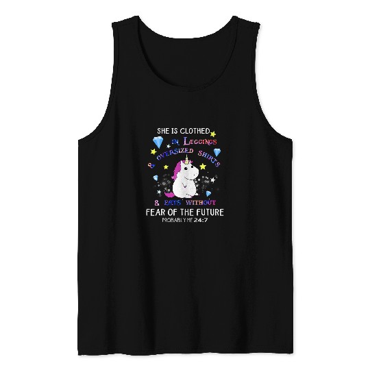 Unicorn Pet She Is Clothed In Leggings Oversized Unicorn 65 Tank Tops