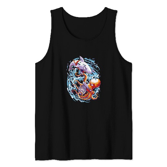 Shark Pet Octopus and Shark Marine Biologist Ocean Sea Life Tank Tops