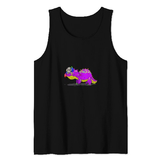 Dinosaur Pet Triceratops Dinosaur and Bruce the Bunny  Friends Tank Tops