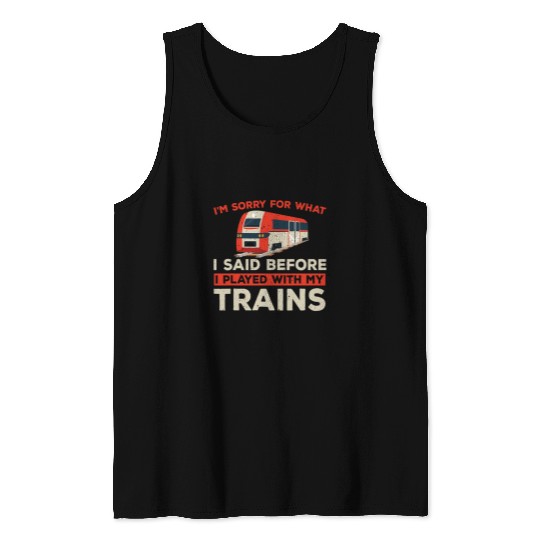 Funny Railroad Collector Humor Outfit Model Train Locomotive Tank Tops