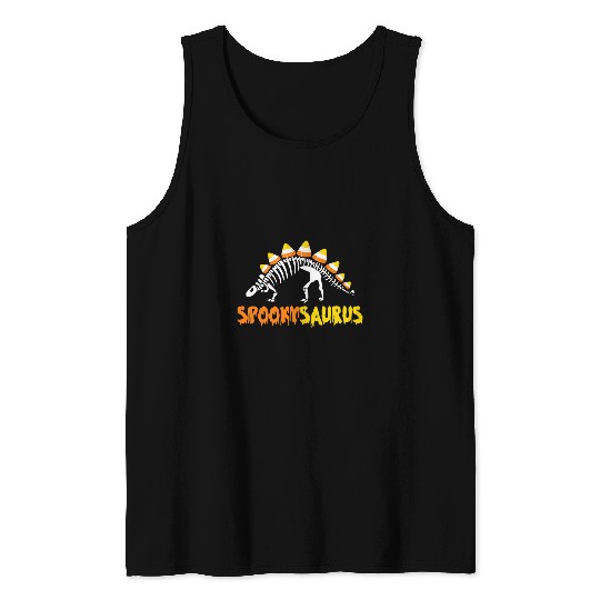 Dinosaur Pet Spookysaurus Candy Corn Dinosaur Halloween Tank Tops
