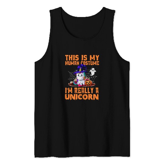 Unicorn Pet This Is My Human Costume Im Really A Unicorn Cute Halloween 2 Tank Tops