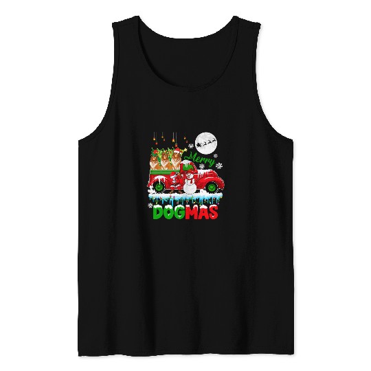 Shetland Sheepdog Pet Merry xmass Dog Santa Reindeer Shetland Sheepdogs On Pickup Tank Tops