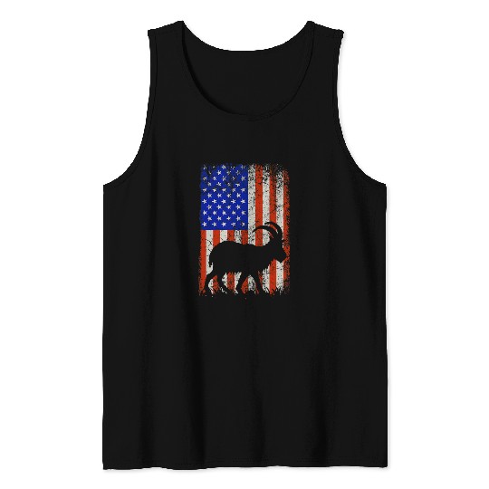 Goats Pet Presidents Day Happy Presidents Day Goats American Flag Tank Tops