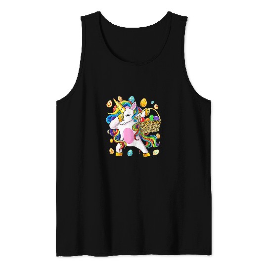 Unicorn Pet Easter Day Girls  Unicorn Dab Egg Hunt Unicorn Womens Tank Tops