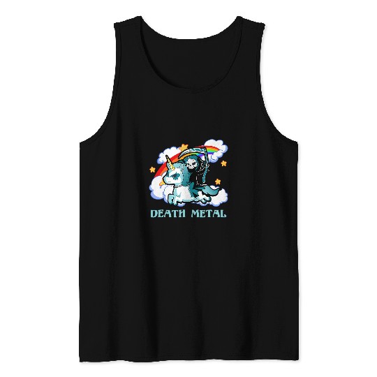 Unicorn Pet Skeletons Skulls Funny Rainbow Skeletons Unicorn Death Metal Music Festival Tank Tops