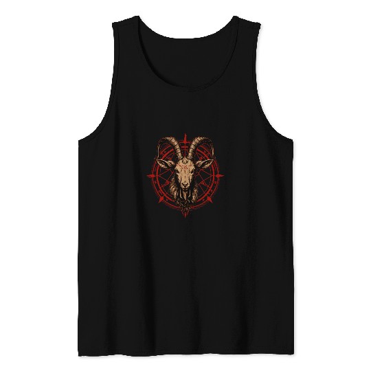 Goats Pet Satanic Pentagram Goats Head Occult Baphomest Atheism Devil 54 Tank Tops