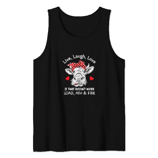 Cow Pet Farmer women Live Laugh Love 71 Cattle Tank Tops