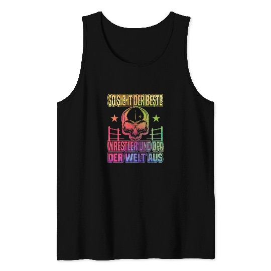 Sport Wrestling Mens Ringer Grandpa Martial Arts Wrestler Grandpa Ringer Tank Tops