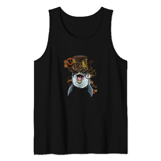 Dolphin Pet Gift Steampunk Dolphin Marine Biology Marine Life Dolphin Lover 55 Tank Tops